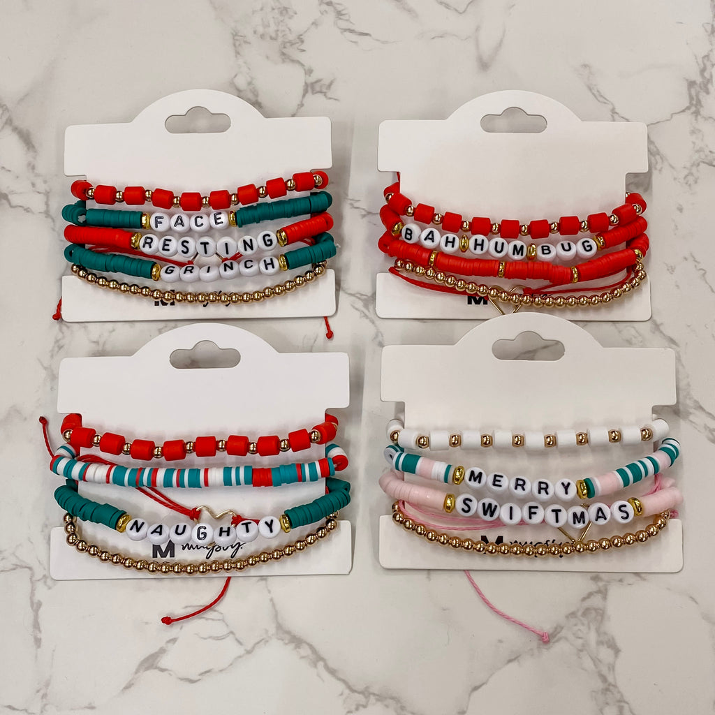 Stackable Christmas Bracelet Resting Grinch Face - Lyla's: Clothing, Decor & More - Plano Boutique