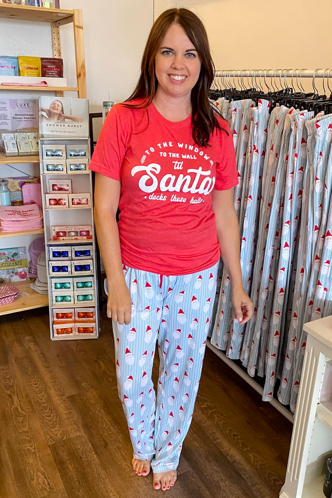 Jolly Santa Misty Blue Sleep Pants - Lyla's: Clothing, Decor & More - Plano Boutique