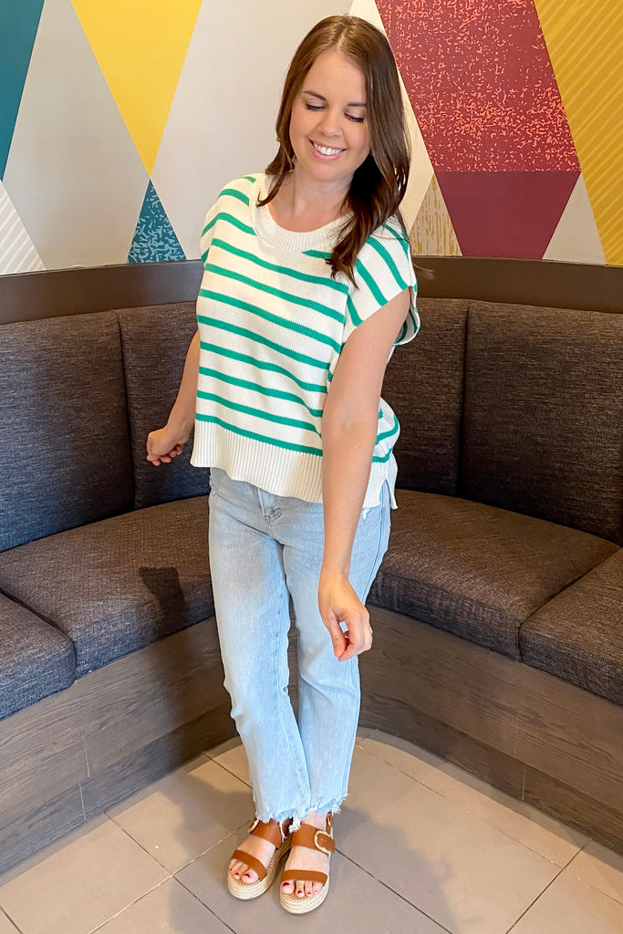 Life With Stripes Cream and Green Striped Top - Lyla's: Clothing, Decor & More - Plano Boutique