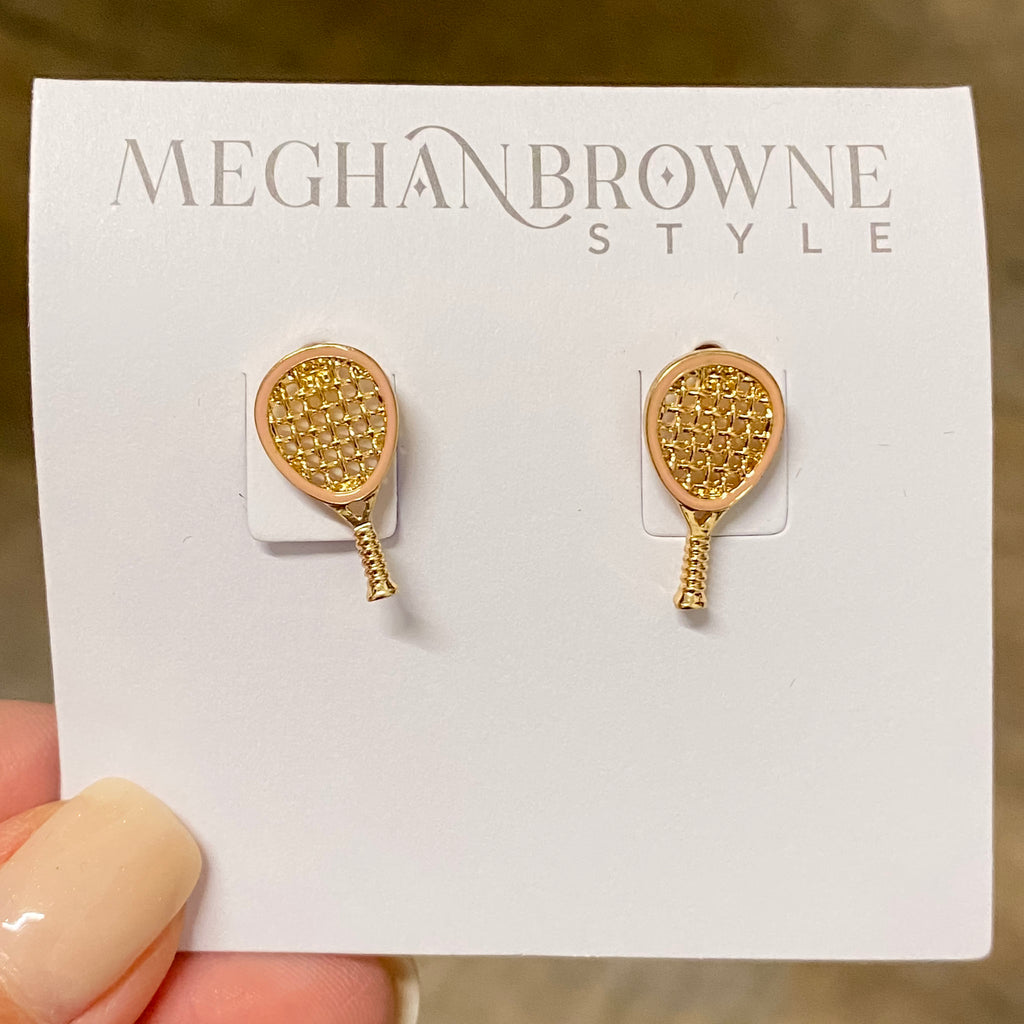 Tennis Pink Earrings by Meghan Browne - Lyla's: Clothing, Decor & More - Plano Boutique