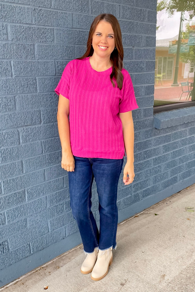 Finding Time Textured Magenta Top - Lyla's: Clothing, Decor & More - Plano Boutique