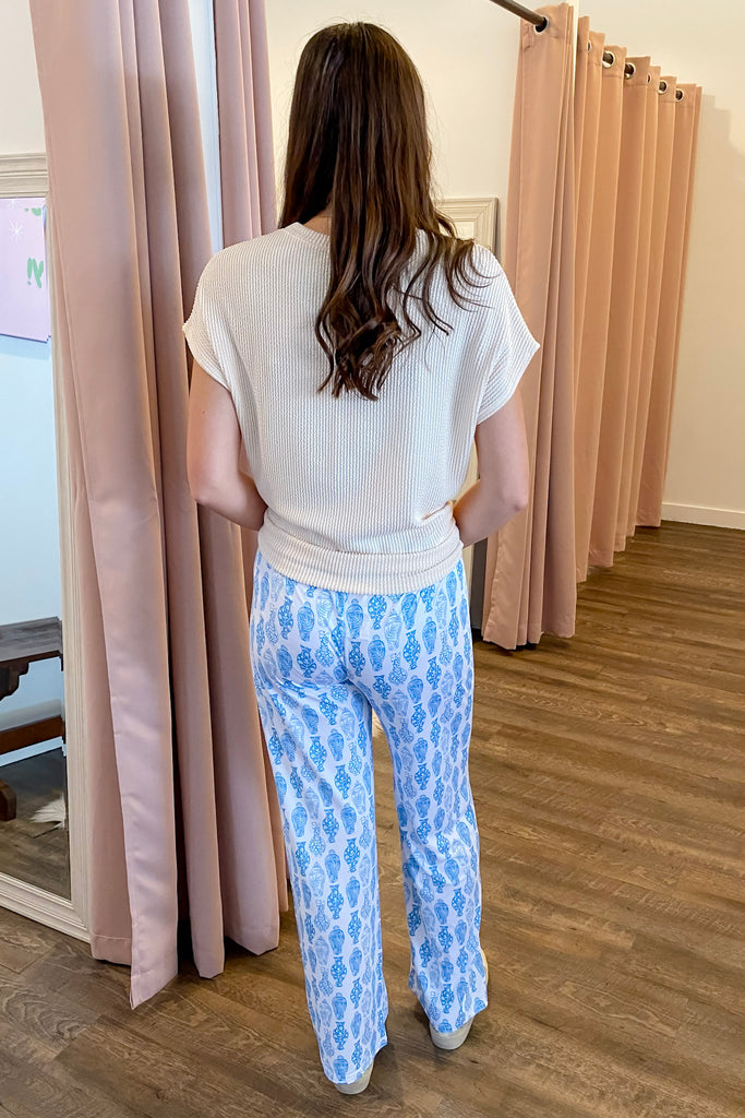 Claire Blue Print Sleep Pants - Lyla's: Clothing, Decor & More - Plano Boutique
