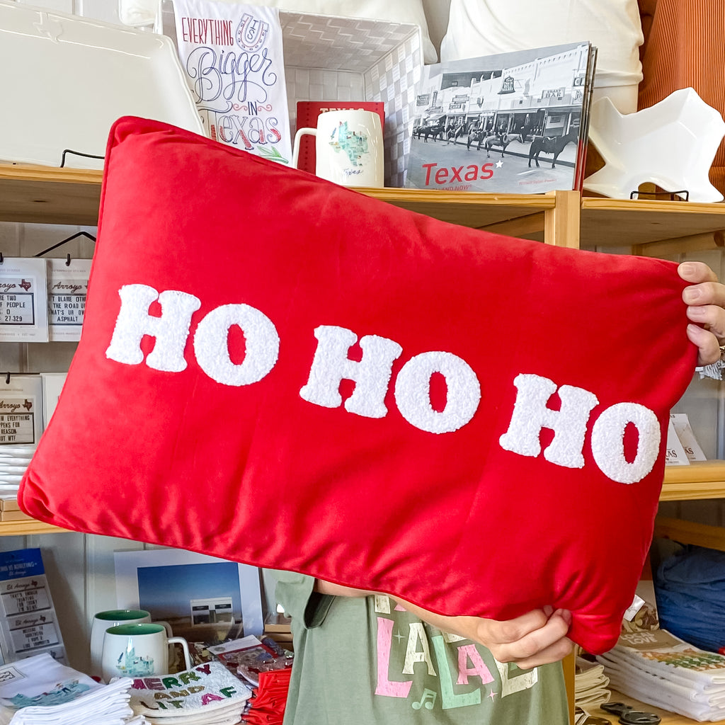 HoHoHo Embroidered Pillow - Lyla's: Clothing, Decor & More - Plano Boutique