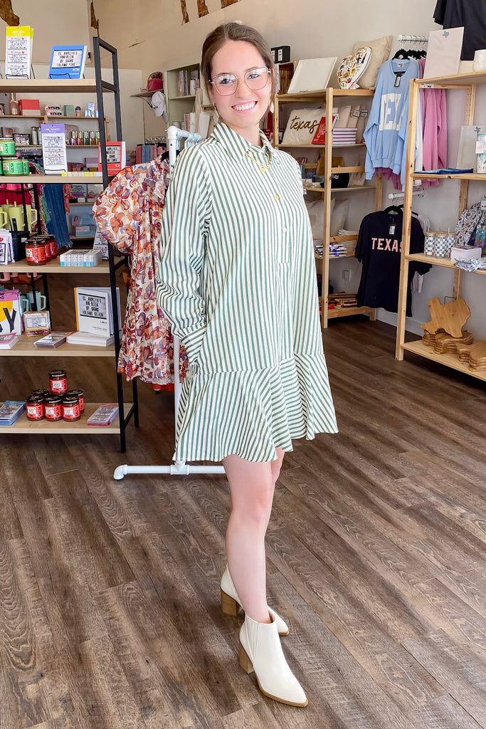 A Great Fall Striped Hunter Green Dress - Lyla's: Clothing, Decor & More - Plano Boutique