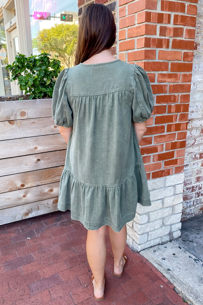 In My Life Olive Denim Dress - Lyla's: Clothing, Decor & More - Plano Boutique