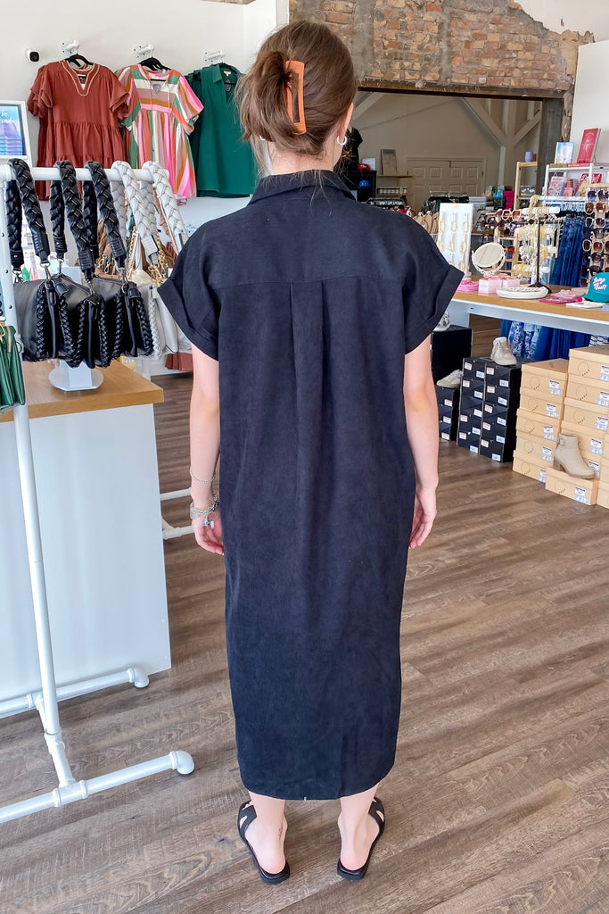 Maybe You Need Corduroy Black Midi Dress - Lyla's: Clothing, Decor & More - Plano Boutique