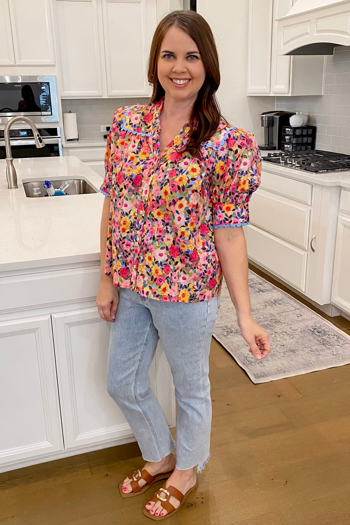 Live It Up Vibrant Floral Print Top - Lyla's: Clothing, Decor & More - Plano Boutique