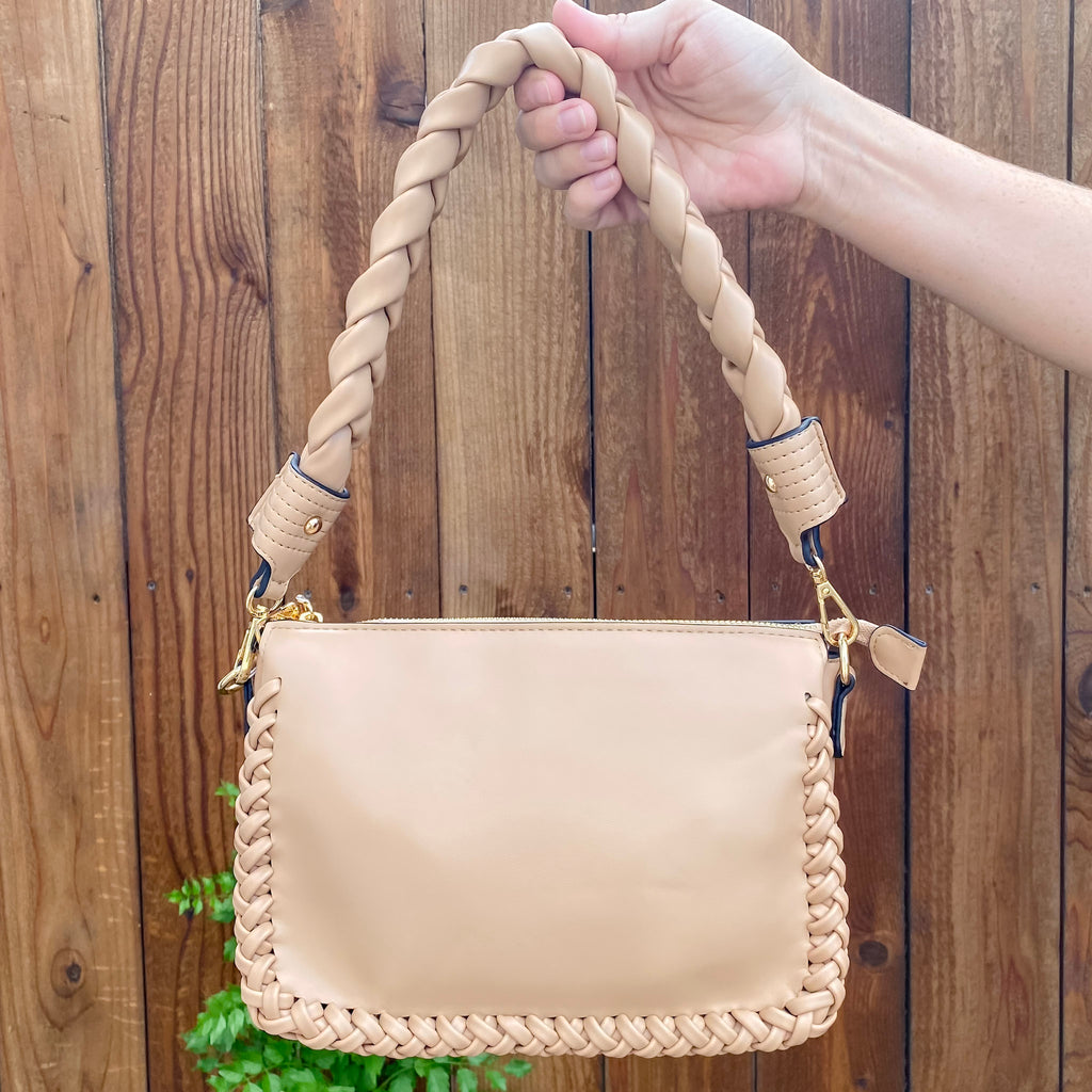 Jen & Co Judith Vegan Whipstitch Shoulder Bag in Parchment - Lyla's: Clothing, Decor & More - Plano Boutique