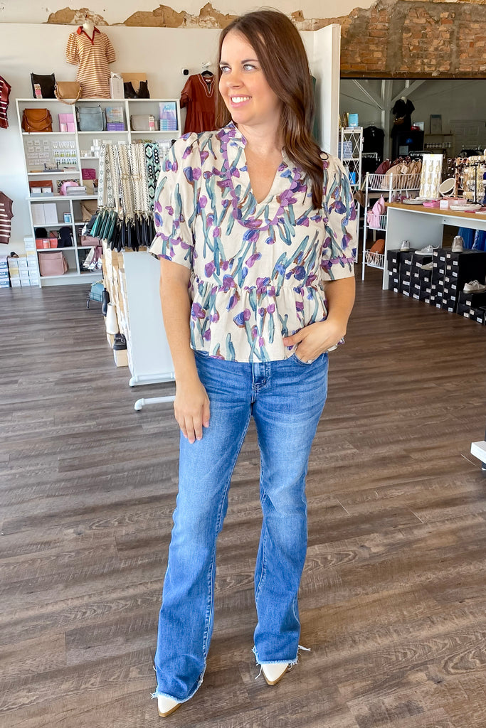 Picking Your Dreams Floral Print Beige Top - Lyla's: Clothing, Decor & More - Plano Boutique