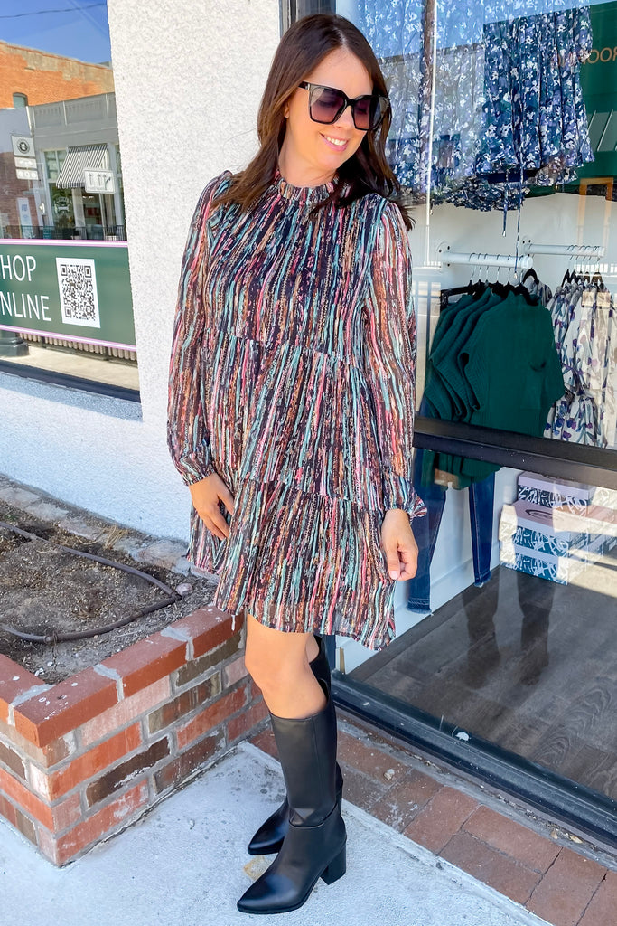 Make It Shimmer Black Print Dress - Lyla's: Clothing, Decor & More - Plano Boutique