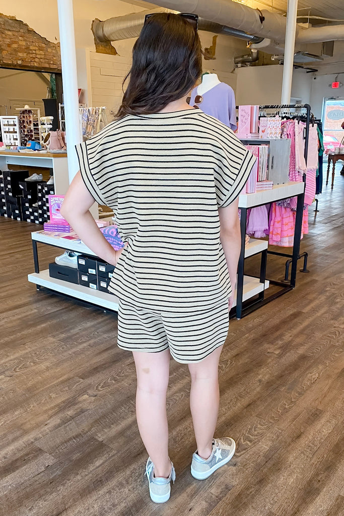 You are Perfect Taupe and Black Striped Top - Lyla's: Clothing, Decor & More - Plano Boutique
