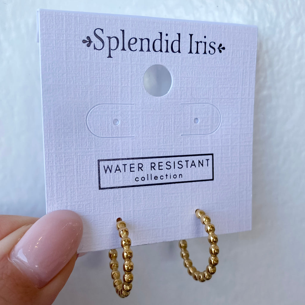 Ball Hoops Water Resistant Gold Earrings - Lyla's: Clothing, Decor & More - Plano Boutique