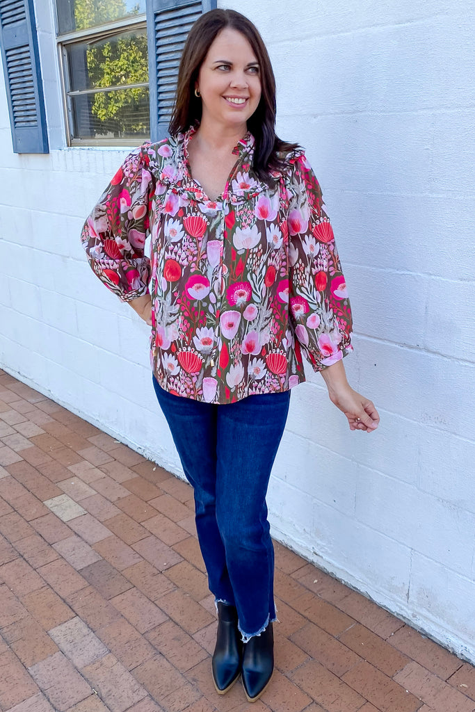 Sweet Ruby Floral Print Top - Lyla's: Clothing, Decor & More - Plano Boutique