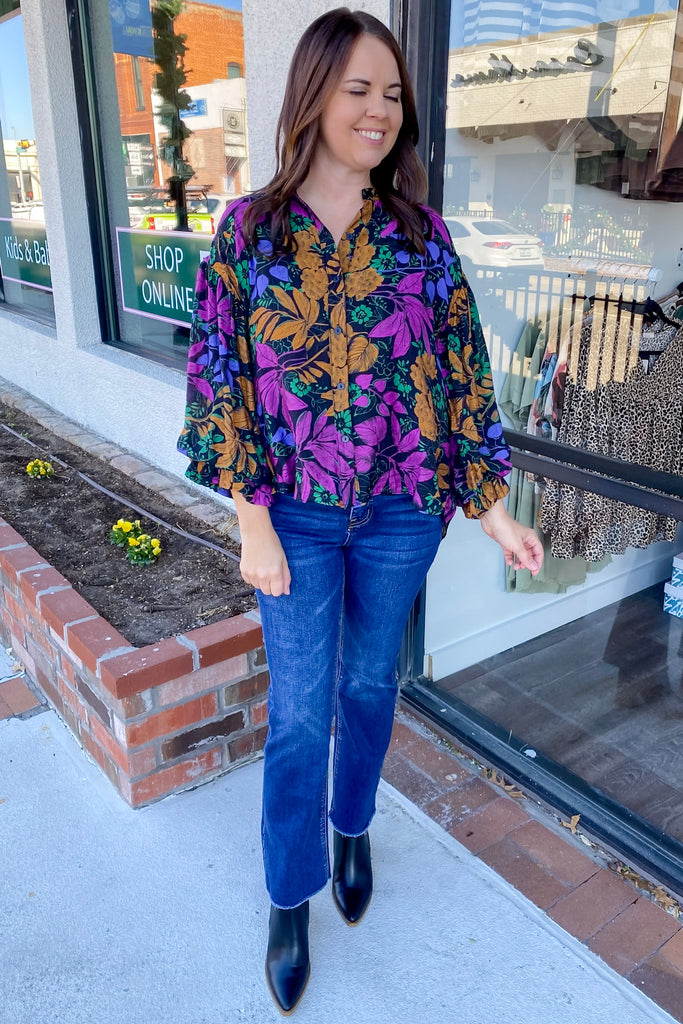 In The Dark Floral Top - Lyla's: Clothing, Decor & More - Plano Boutique