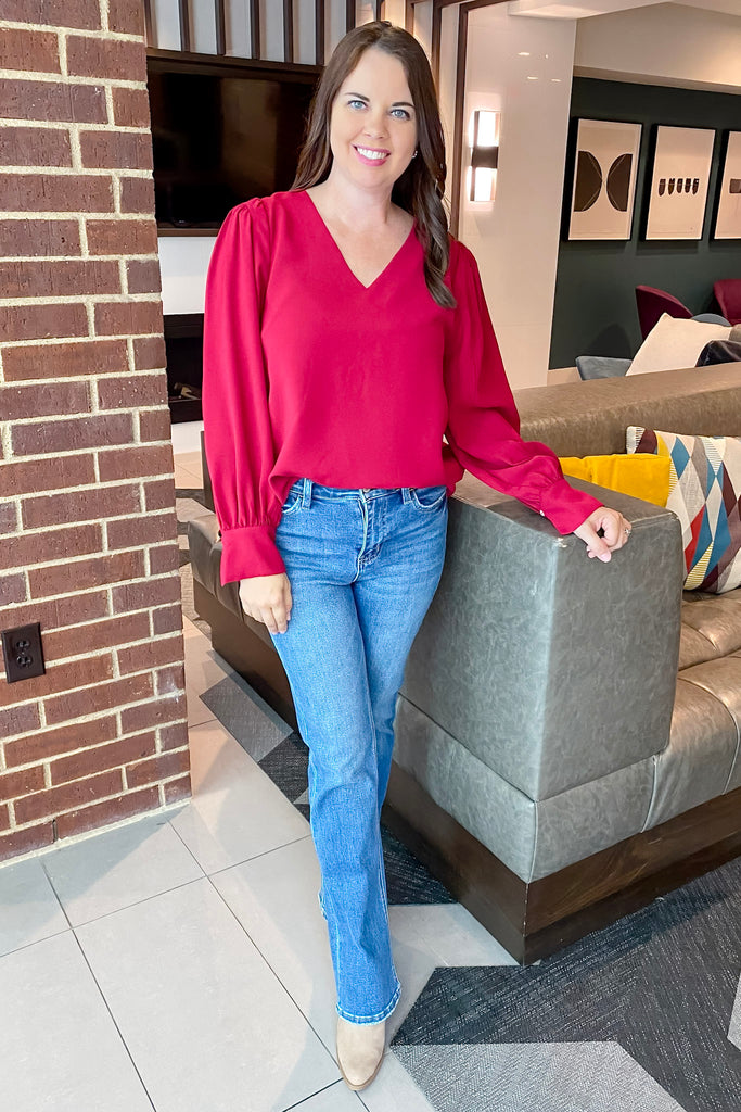 In My Way Burgundy Longsleeve Top - Lyla's: Clothing, Decor & More - Plano Boutique