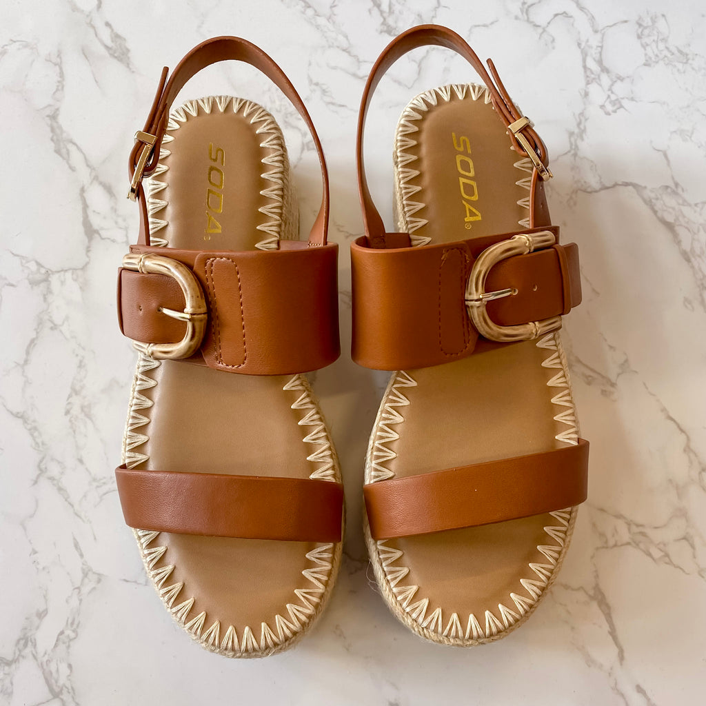 Grand Tan Buckle Platform Sandal - Lyla's: Clothing, Decor & More - Plano Boutique
