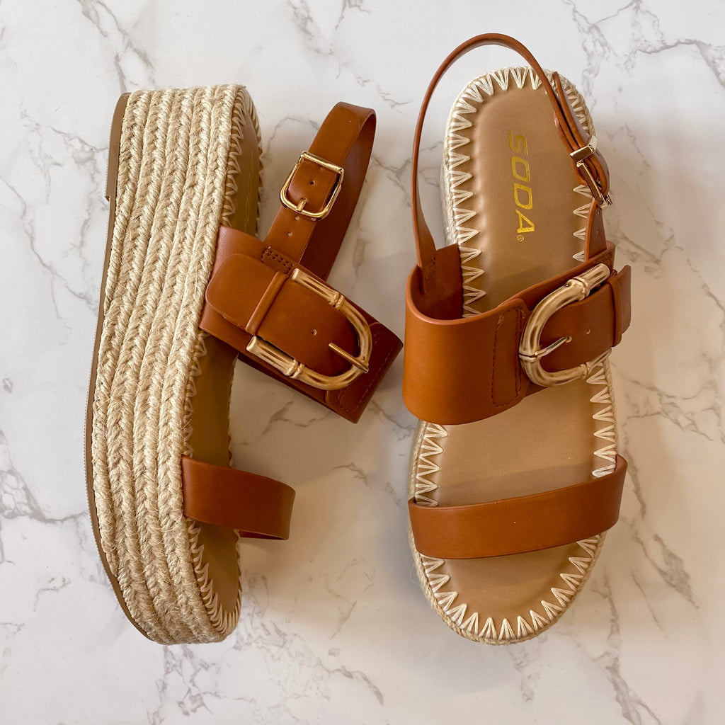 Grand Tan Buckle Platform Sandal - Lyla's: Clothing, Decor & More - Plano Boutique