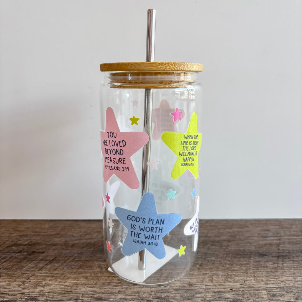 Bible Verse Glass Can by Callie Danielle - Lyla's: Clothing, Decor & More - Plano Boutique