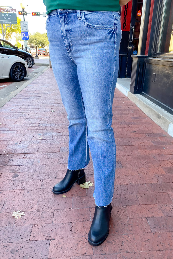 Bella Pleasantly High Rise Kick Flare Denim By Vervet - Lyla's: Clothing, Decor & More - Plano Boutique