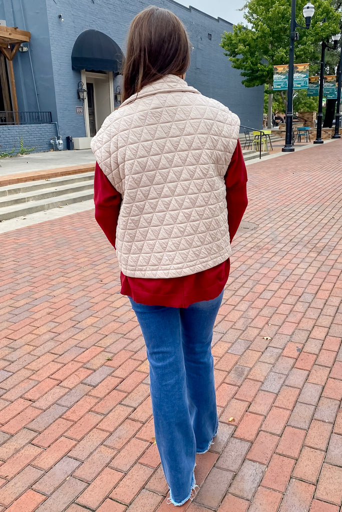 End of The Day Quilted Ecru Vest - Lyla's: Clothing, Decor & More - Plano Boutique