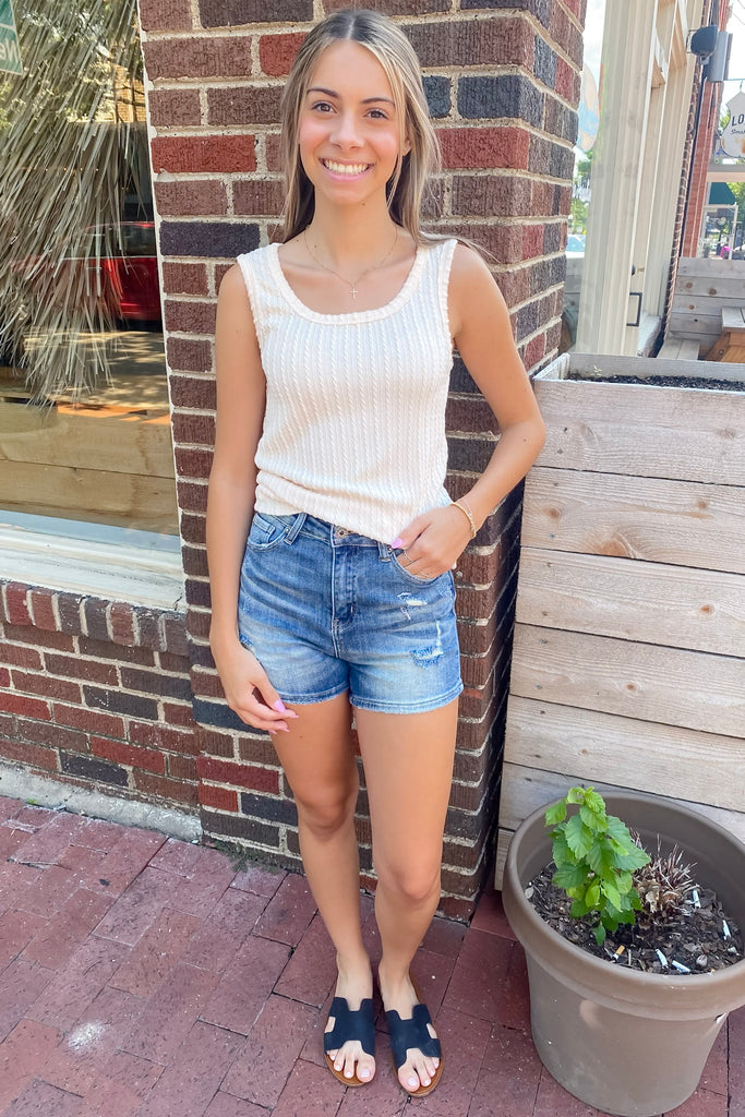 Textured Detail Ivory Tank - Lyla's: Clothing, Decor & More - Plano Boutique