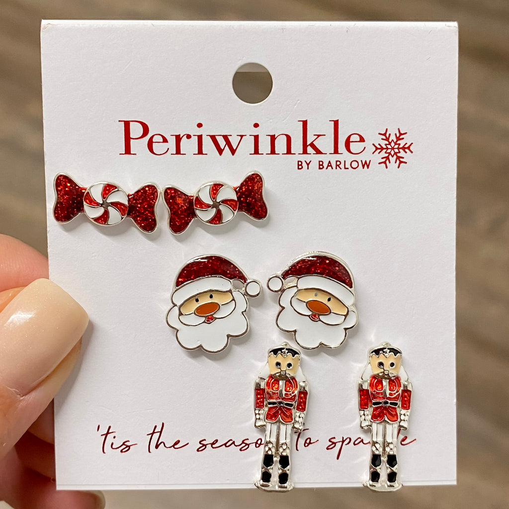 Candy, Santas and Nutcrackers Trio Earrings - Lyla's: Clothing, Decor & More - Plano Boutique