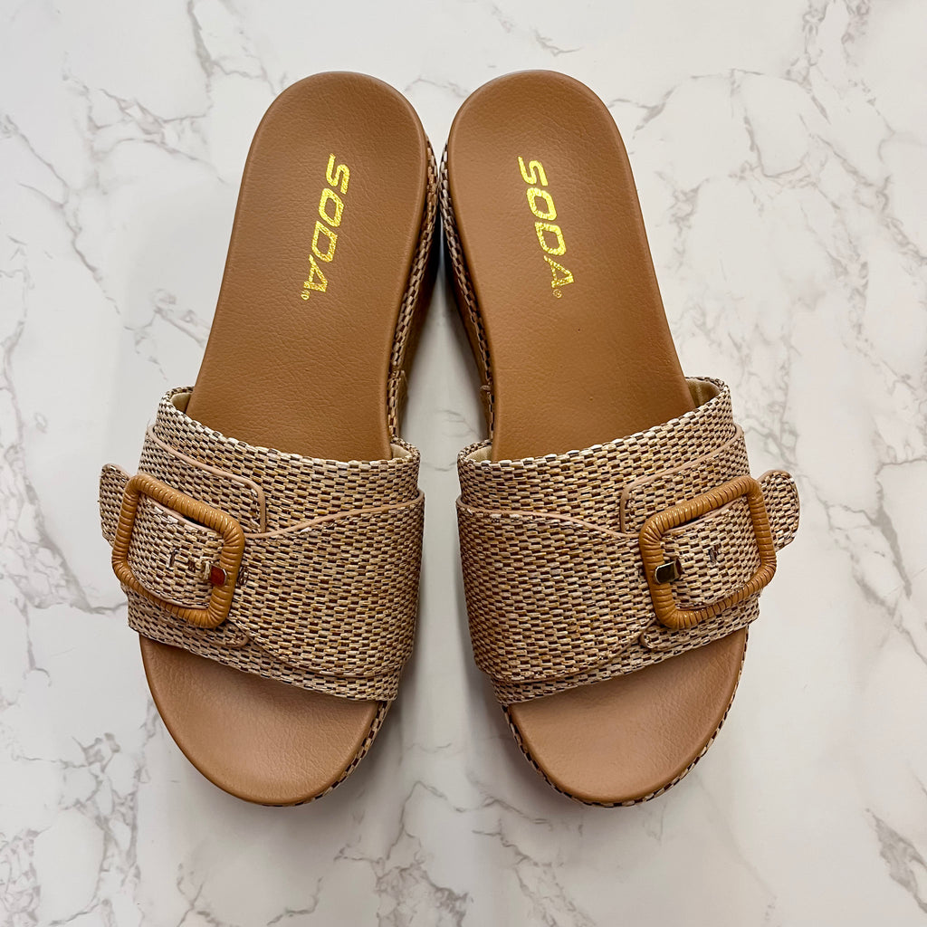 Lulah Tan Raffia Wedge Sandal - Lyla's: Clothing, Decor & More - Plano Boutique