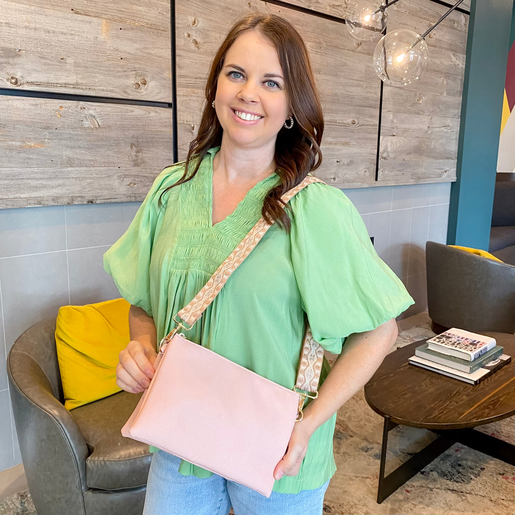 Jen & Co Izzy Crossbody Handbag - Blush - Lyla's: Clothing, Decor & More - Plano Boutique