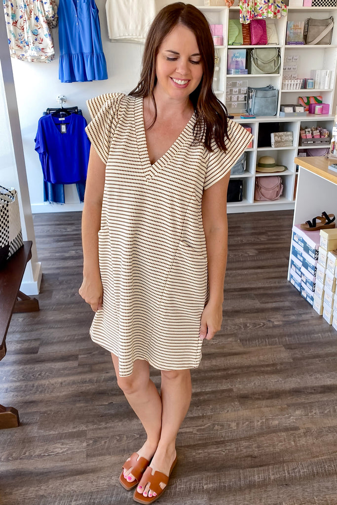 Pretty with a Hint of Taupe Dress - Lyla's: Clothing, Decor & More - Plano Boutique