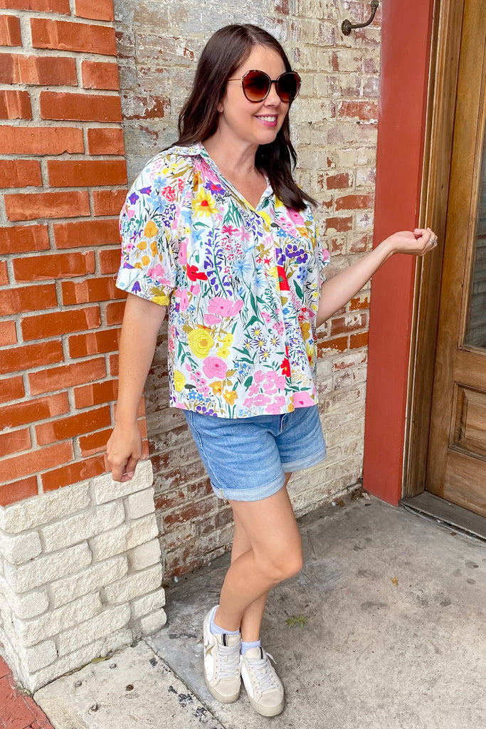 Take Me Away Multi Color Floral Print Top - Lyla's: Clothing, Decor & More - Plano Boutique