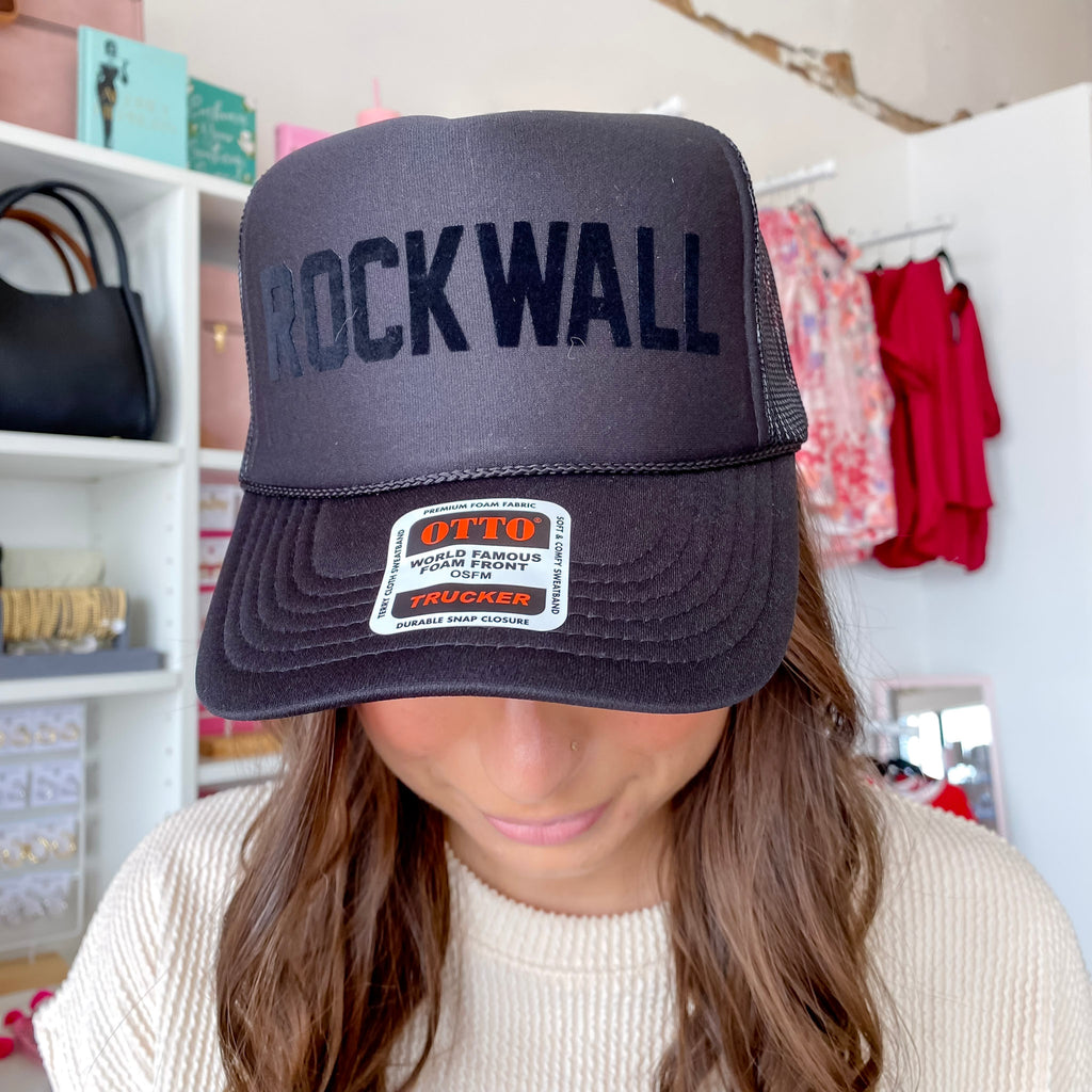 Rockwall Trucker Black Hat - Lyla's: Clothing, Decor & More - Plano Boutique