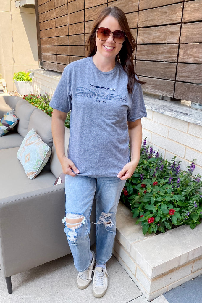 Downtown Plano Heather Grey Top - Lyla's: Clothing, Decor & More - Plano Boutique