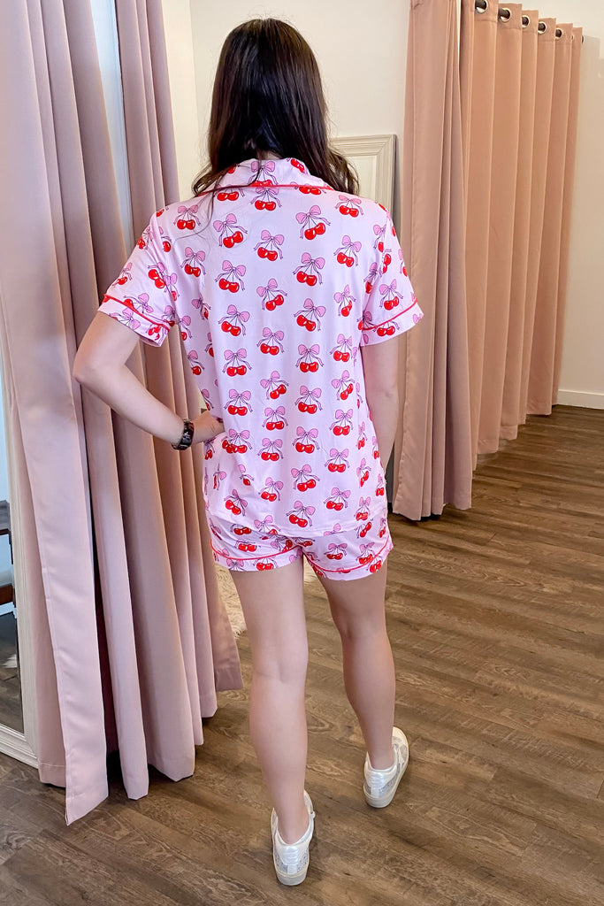 Cherry Bow Pajama Set - Lyla's: Clothing, Decor & More - Plano Boutique