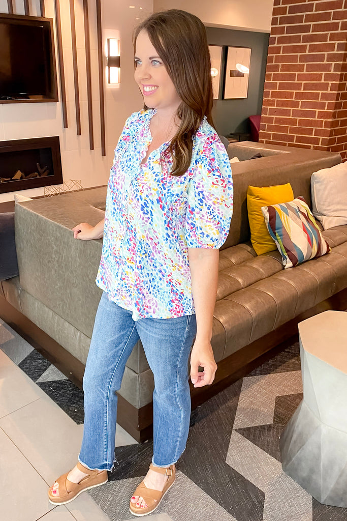 Multi Color Spots Printed Top - Lyla's: Clothing, Decor & More - Plano Boutique