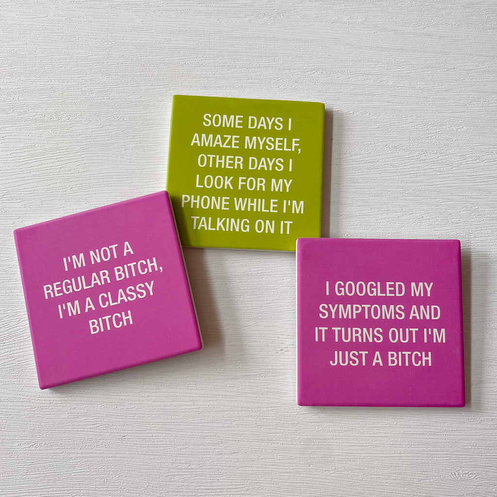 Ceramic Funny Coasters - Lyla's: Clothing, Decor & More - Plano Boutique