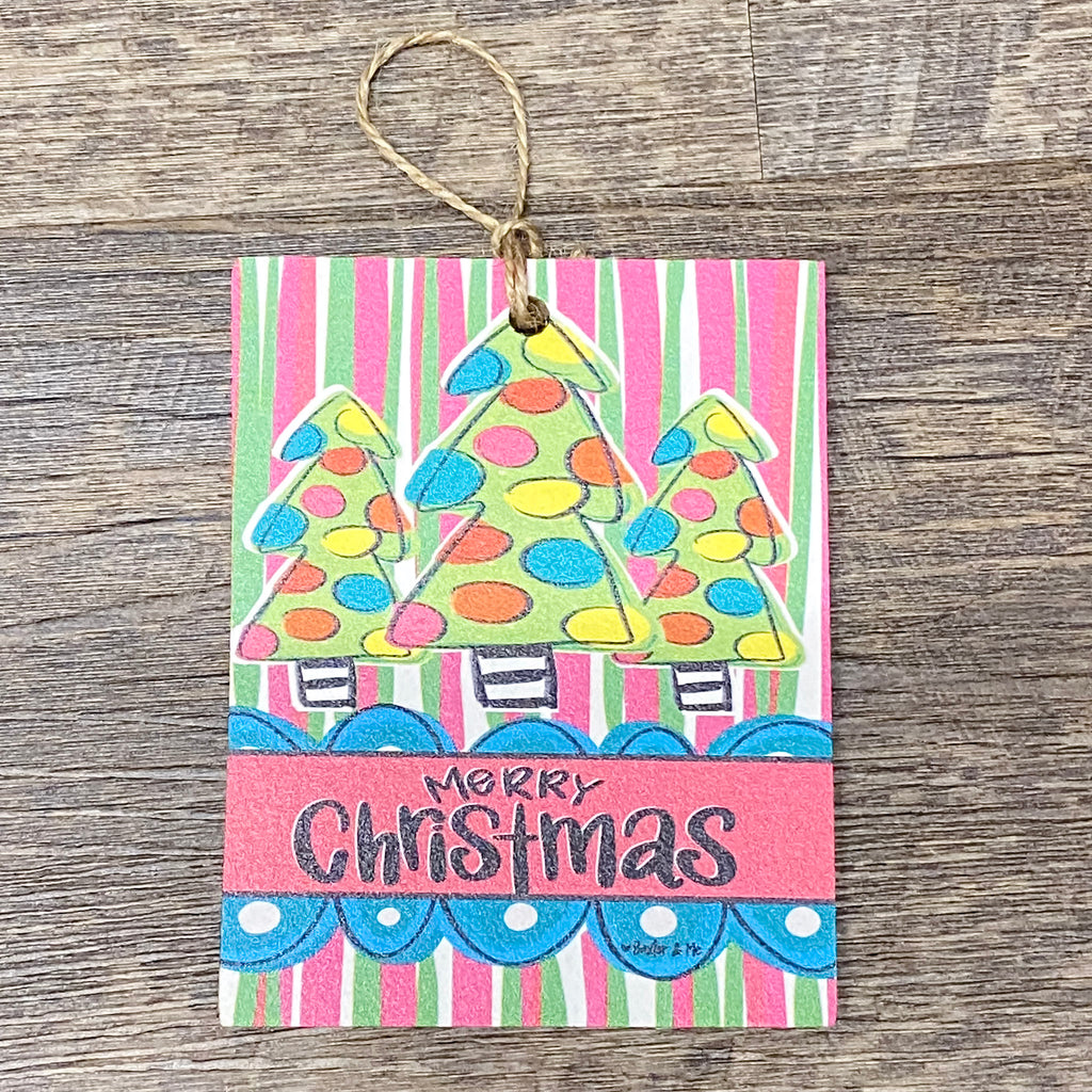 Funky Striped Christmas Tree Trio Wood Ornament - Lyla's: Clothing, Decor & More - Plano Boutique