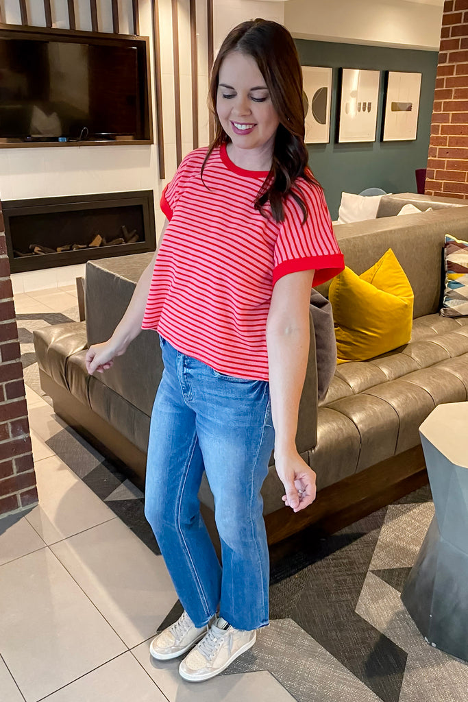 Pink and Red Striped Top - Lyla's: Clothing, Decor & More - Plano Boutique