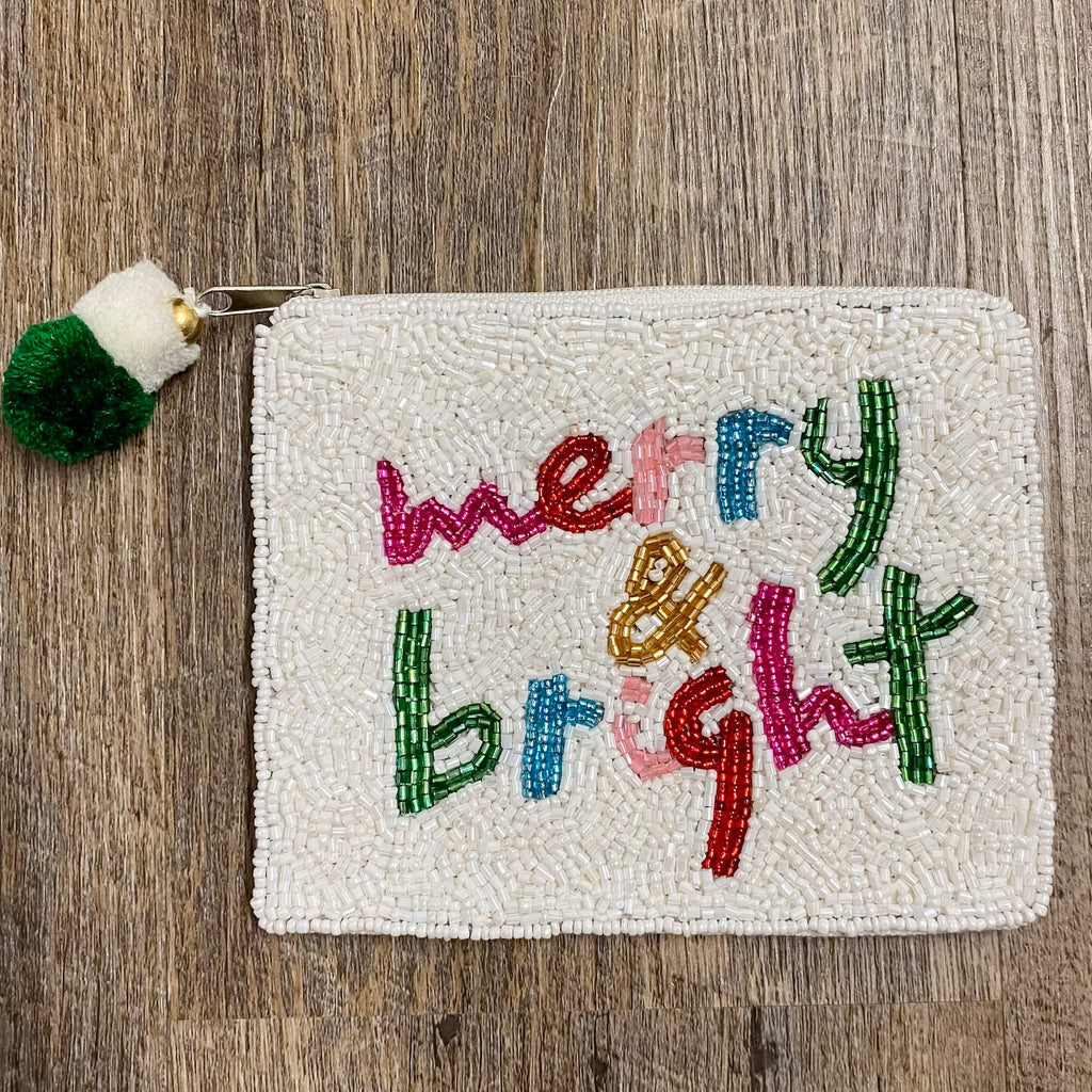 Merry & Bright Beaded Pouch - Lyla's: Clothing, Decor & More - Plano Boutique