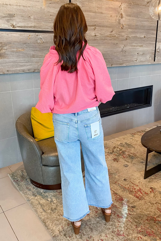Electric Blue High Rise Ankle Wide Leg Denim by Mica - Lyla's: Clothing, Decor & More - Plano Boutique