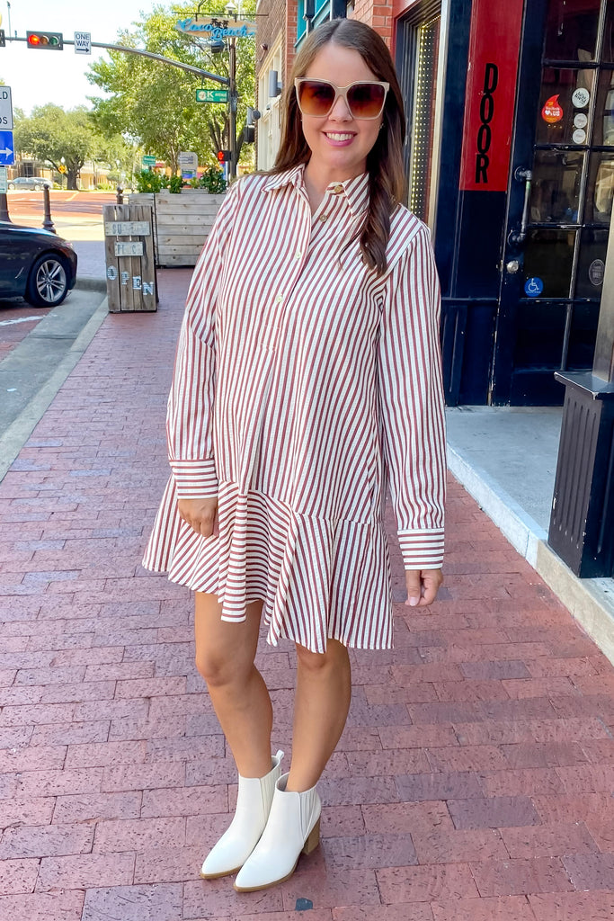 A Great Fall Striped Burgundy Dress - Lyla's: Clothing, Decor & More - Plano Boutique