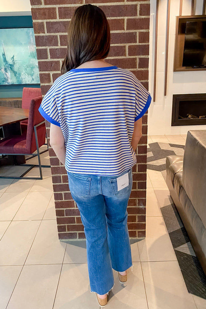 Royal Blue and White Striped Top - Lyla's: Clothing, Decor & More - Plano Boutique