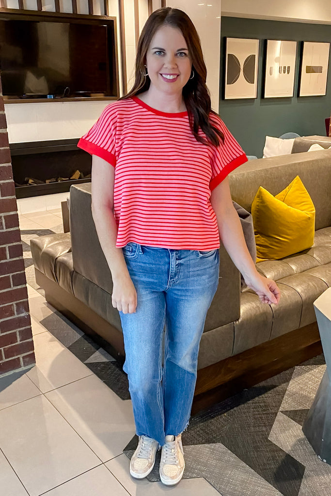 Pink and Red Striped Top - Lyla's: Clothing, Decor & More - Plano Boutique