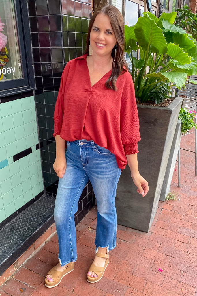 Feeling Bold Rosewood Top - Lyla's: Clothing, Decor & More - Plano Boutique