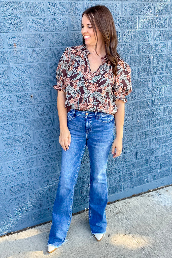 Get Along Floral Print Brown Top - Lyla's: Clothing, Decor & More - Plano Boutique