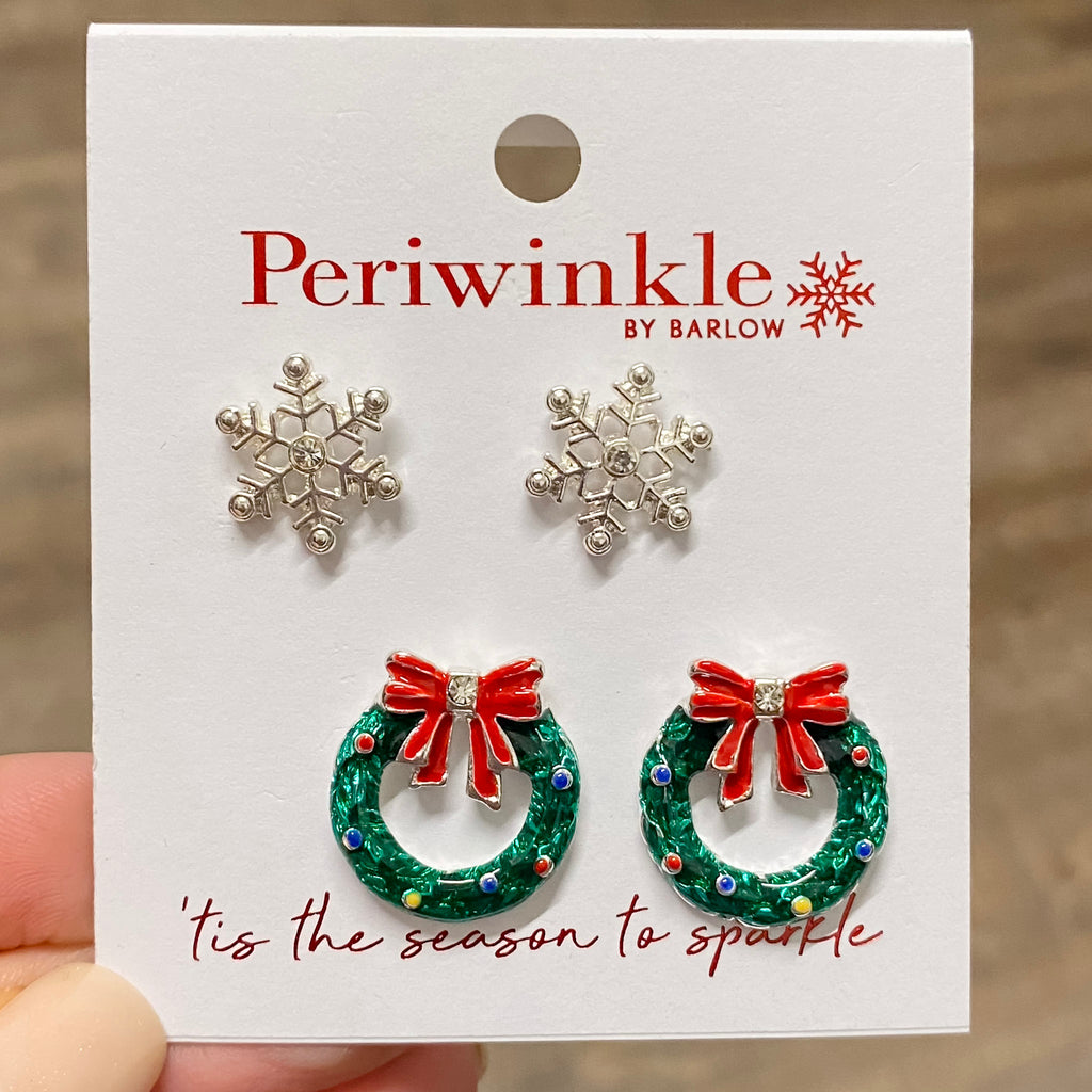 Snowflakes and Wreath Duo Earrings - Lyla's: Clothing, Decor & More - Plano Boutique