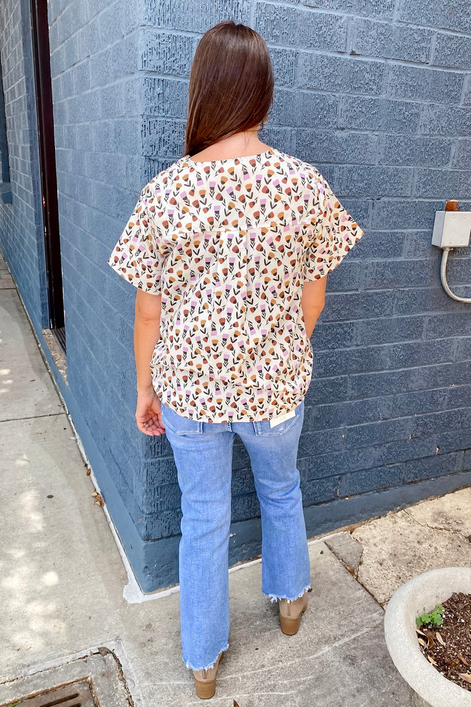 Pick A Day Flower Print Almond Top - Lyla's: Clothing, Decor & More - Plano Boutique