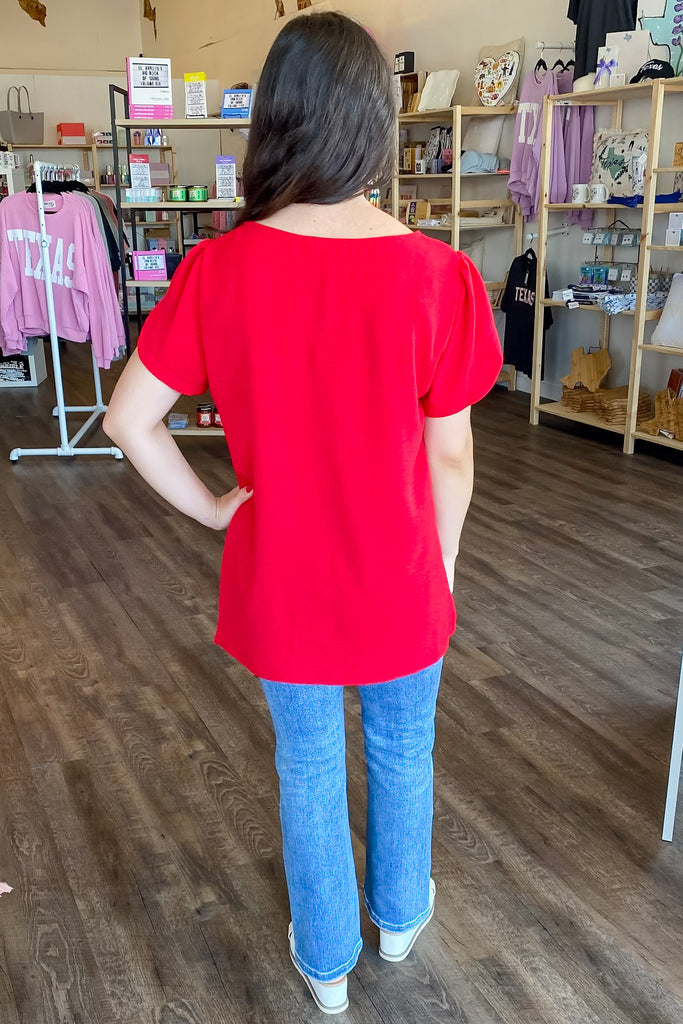 Wonder About You Red Top - Lyla's: Clothing, Decor & More - Plano Boutique