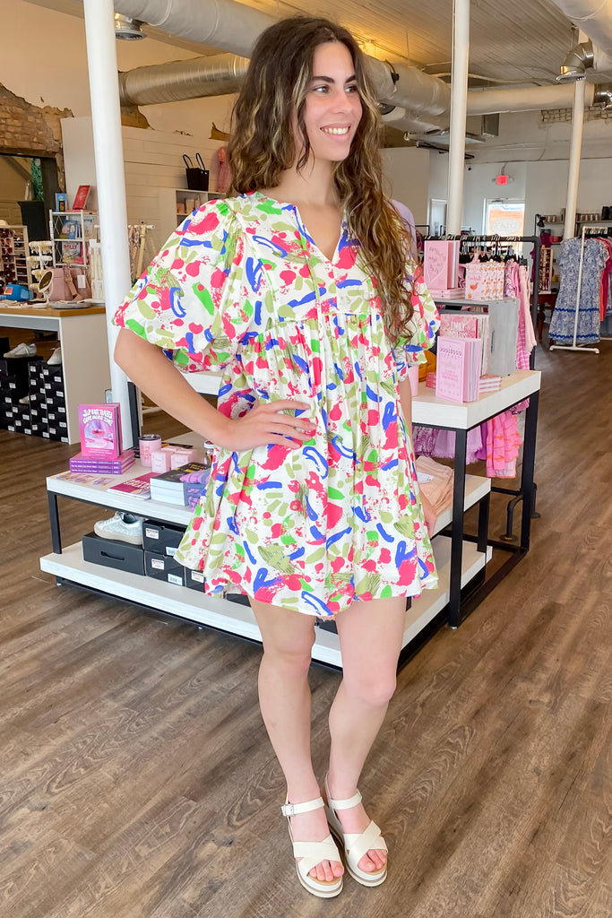 Splatter Paint Pink Royal Dress - Lyla's: Clothing, Decor & More - Plano Boutique