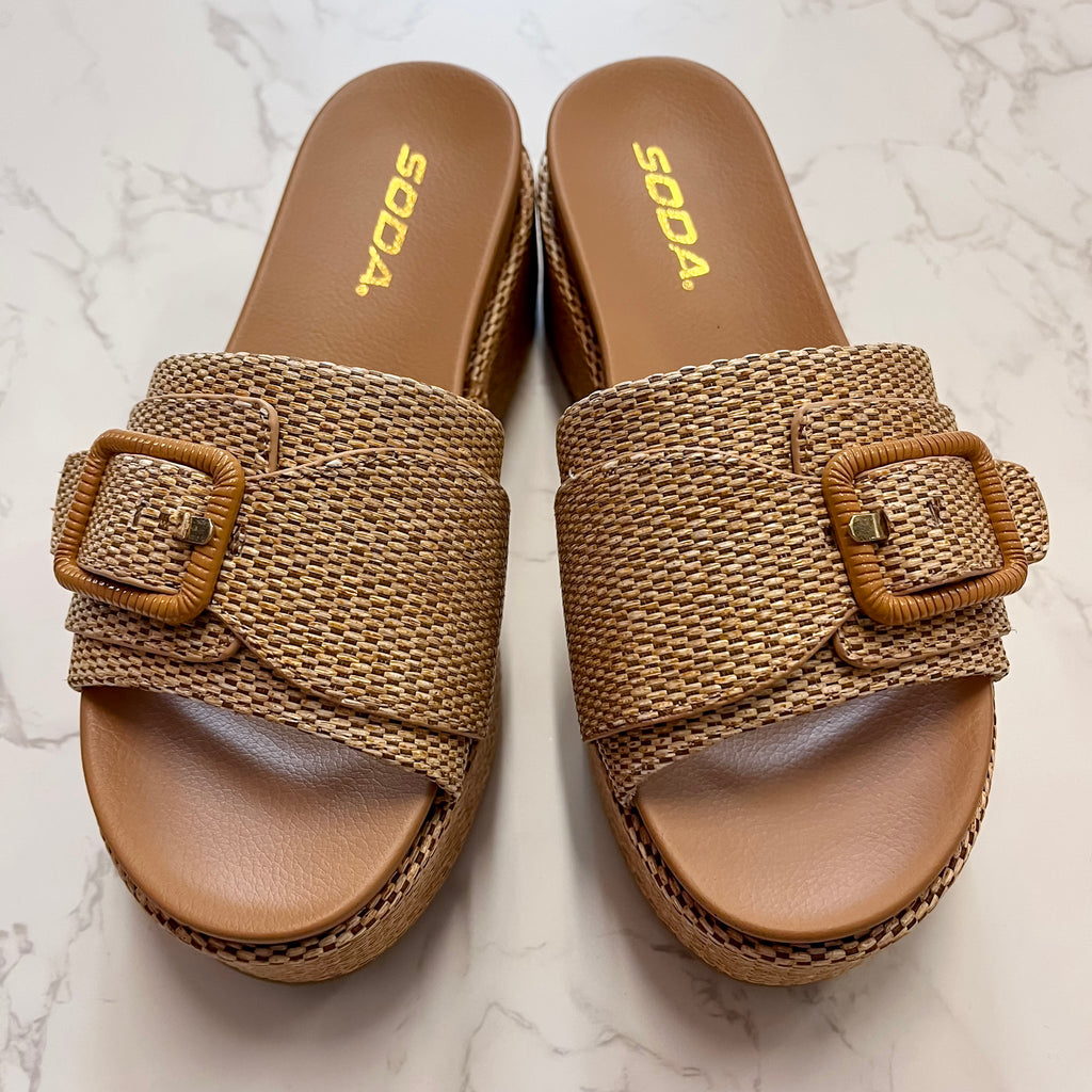 Lulah Tan Raffia Wedge Sandal - Lyla's: Clothing, Decor & More - Plano Boutique