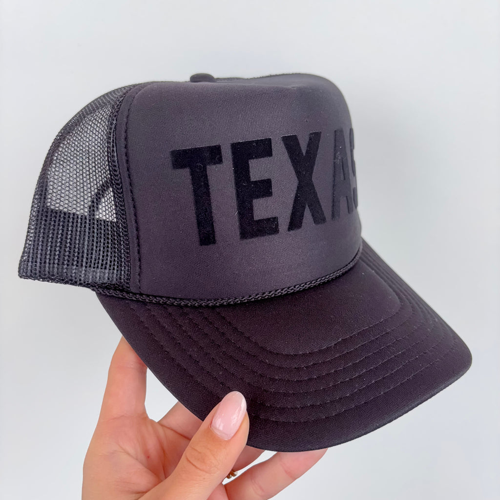Texas Trucker Black Hat - Lyla's: Clothing, Decor & More - Plano Boutique